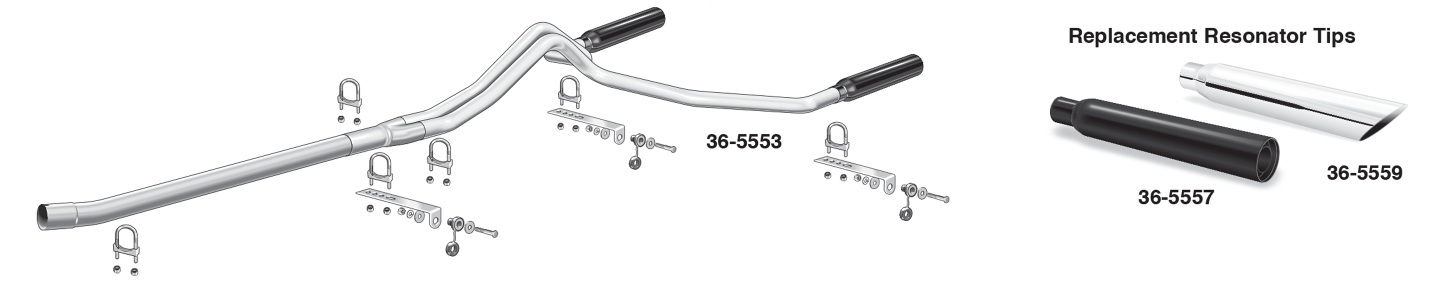 1975-89 Cat-Back Performance Dual Exhaust System with Resonator Tips