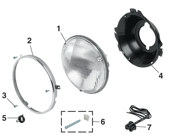 1973-80 Single Headlight - Round 7"